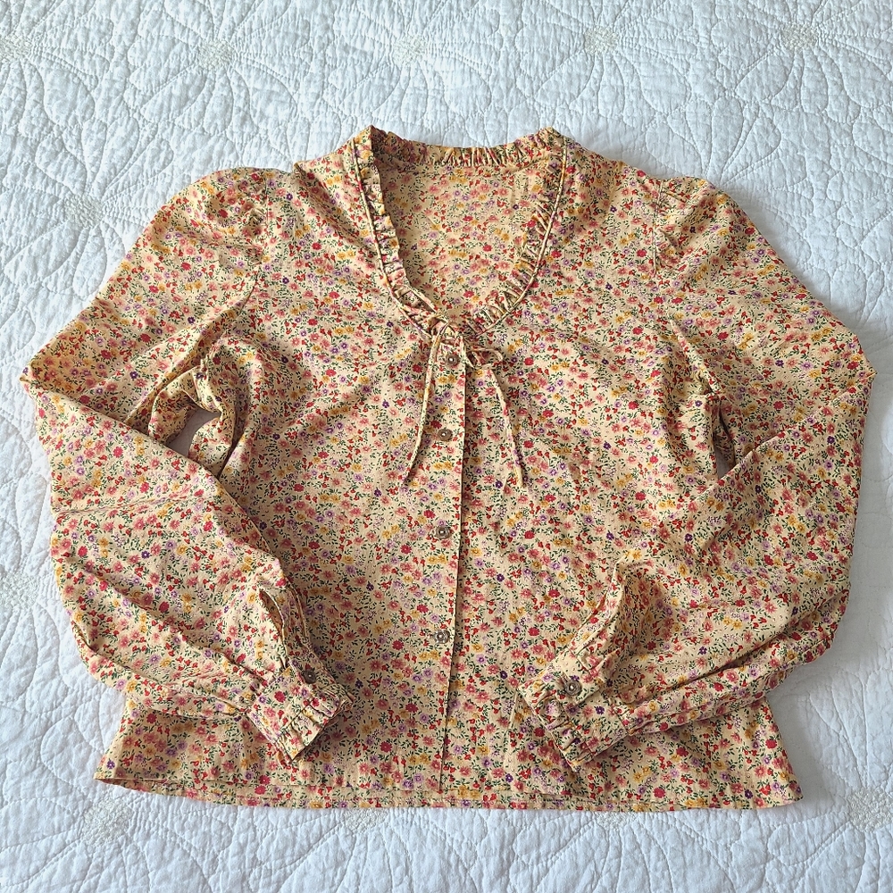 VTG Floral Puff Sleeve Blouse